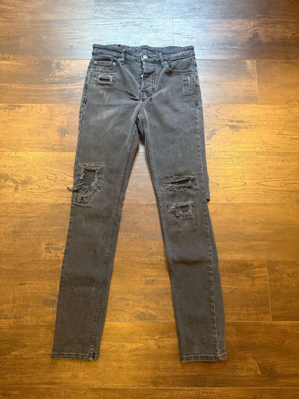 Ksubi Men’s Distressed Skinny Jeans - Charcoal Black